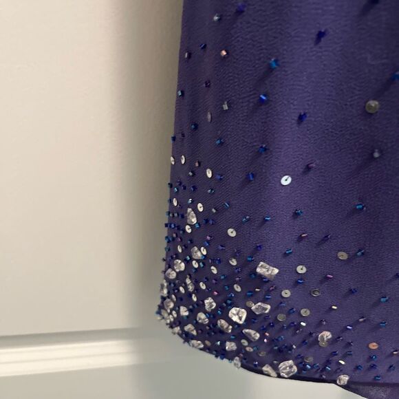 After Dark 3 Pc. Long Gown Set Purple with Beading Size 12 NWT - Picture 8 of 14